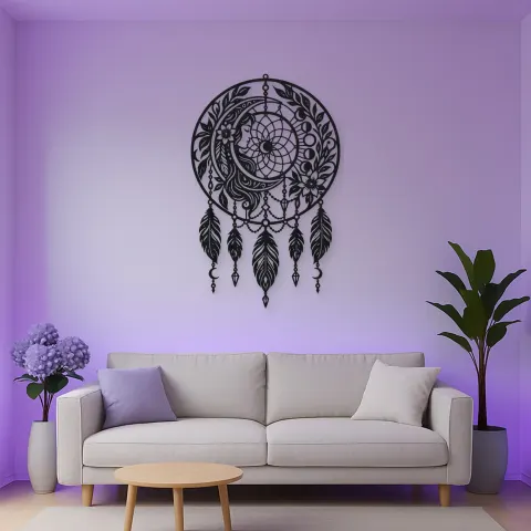 Dreamcatcher Moon Metal Wall Art | Spiritual Boho Metal Decor alternative Ansicht