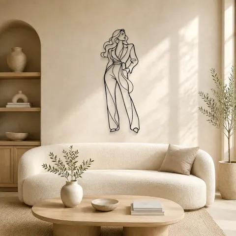 Décoration murale en métal modèle combinaison ajustée | Décor mural figure de mode
