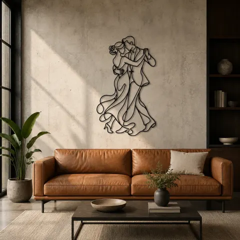 Vue alternative de Décoration murale en métal danse en étreinte rapprochée | Décor couple romantique