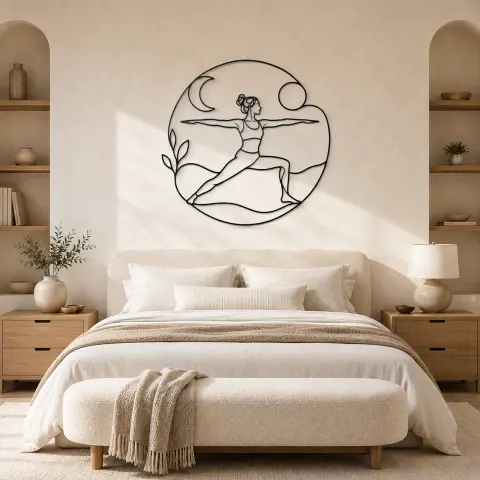 Vue alternative de Décoration murale en métal Warrior Two Horizon | Décor mural pour le yoga et la méditation