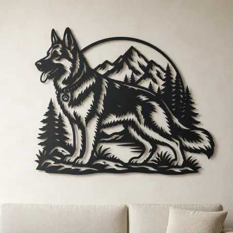 German Shepherd Profile Metal Wall Art | Pet Lover Silhouette Decor