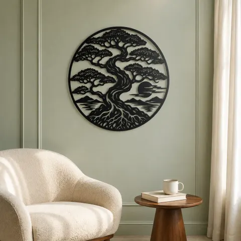 Vue alternative de Bonsai Balance Metal Wall Art | Botanical Metal Wall Decor