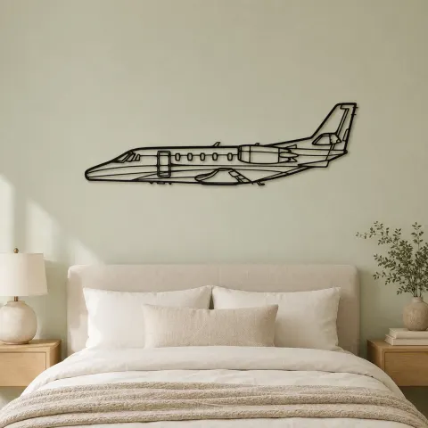 Vue alternative de Silhouette de l'avion Citation XLS en métal, Silhouette d'avion en métal, Décoration murale aviation, Décoration aviateur