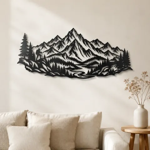 Jagged Adventure Range Metal Wall Art | Nature Silhouette Decor