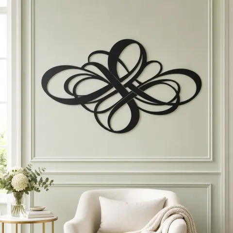 Vue alternative de Modern Ribbon Knot Metal Wall Art | Modern Abstract Metal Decor