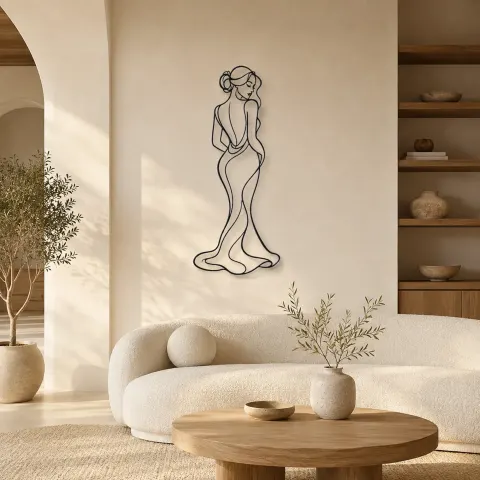 Décoration murale en métal "Shoulder Glance Muse" | Décor mural féminin