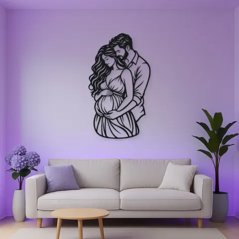 Expecting Parents Metal Wall Art | Family Silhouette Decor alternative Ansicht