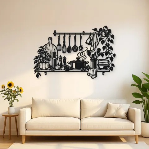 Chef Utensil Flow Metal Wall Art | Cozy Home Metal Decor