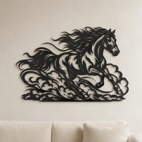 Galloping Dust Flow Metal Wall Art | Equestrian Wall Decor