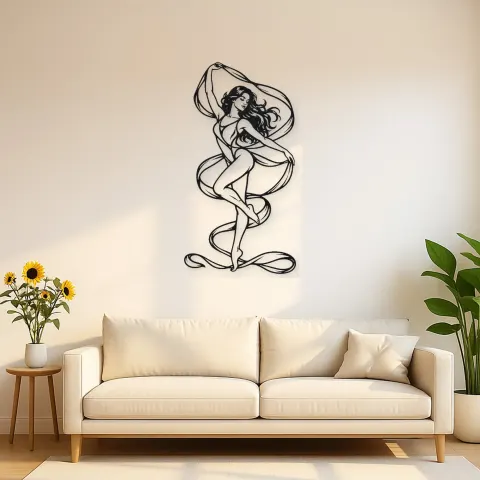 Silk Ribbon Pose Metal Wall Art | Movement Silhouette Decor