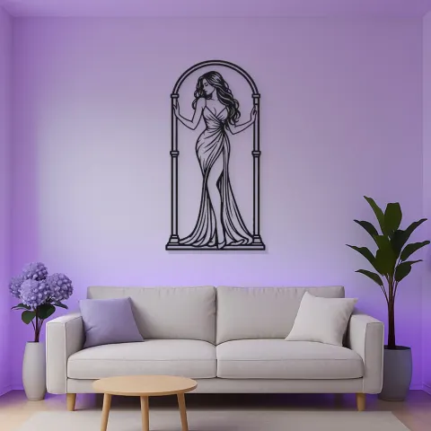 Vue alternative de Woman in Arch Metal Wall Art | Minimalist Woman Line Art