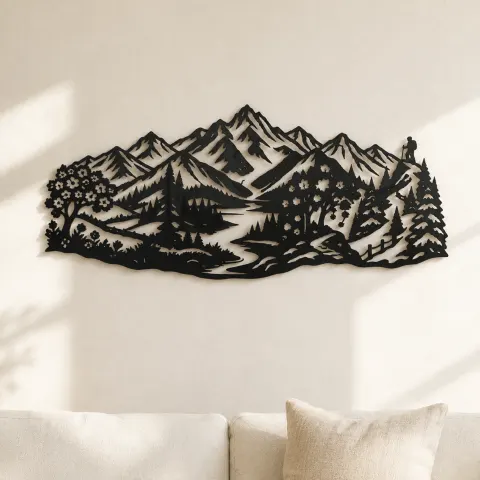 Four Seasons Peaks Metal Wall Art | Modern Abstract Metal Decor