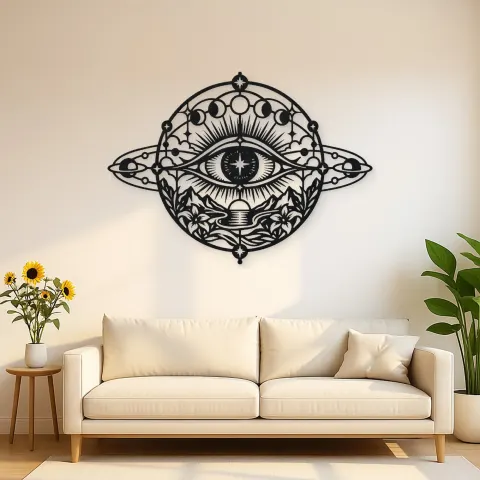 Cosmic Eye Symbol Metal Wall Art | Spiritual Boho Metal Decor