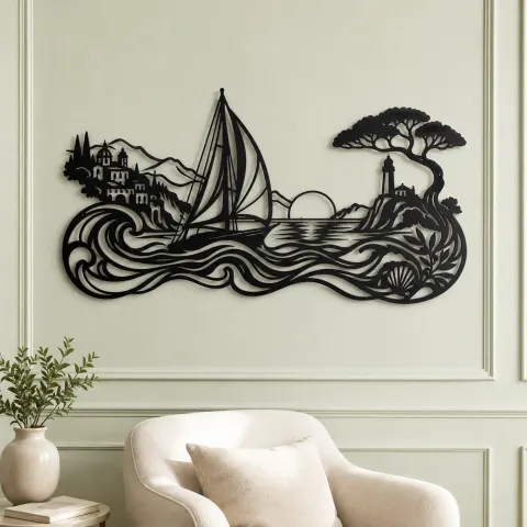 Vue alternative de Mediterranean Sail Metal Wall Art | Coastal and Nautical Wall Decor