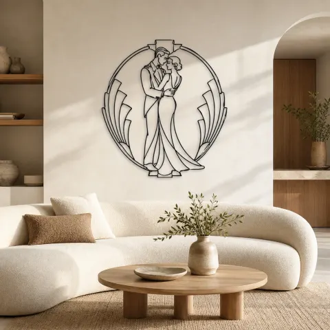 Décoration murale en métal Couple Art Déco | Décor Couple Romantique