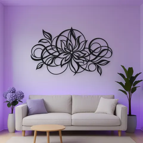 Geometric Flower Flow Metal Wall Art | Modern Abstract Metal Decor alternative Ansicht