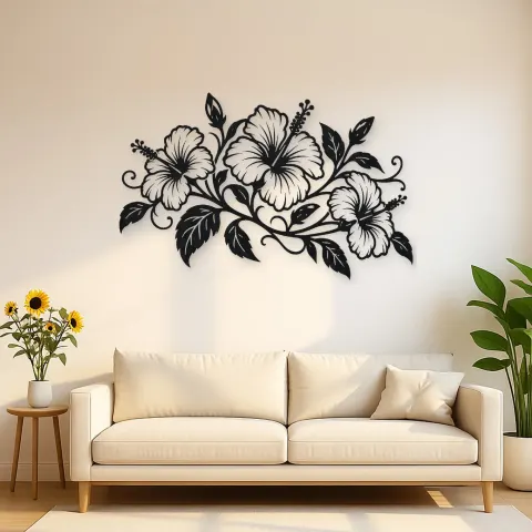 Hibiscus Flow Metal Wall Art | Botanical Metal Wall Decor