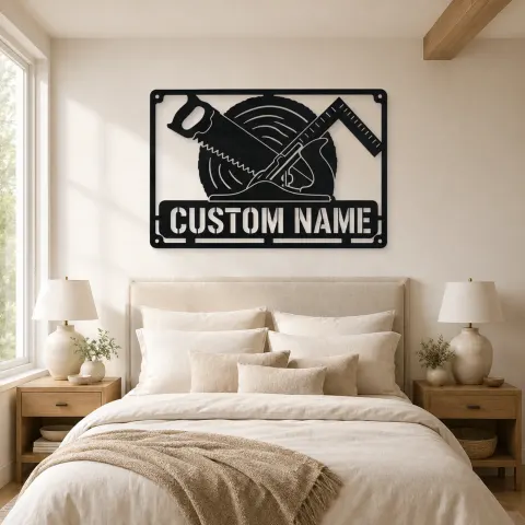 Vue alternative de Décoration murale en métal personnalisée outils de menuisier avec lame de scie