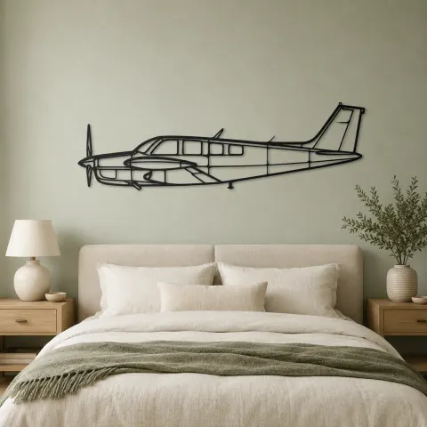 Vue alternative de Silhouette d'avion Bonanza A36TC en métal, Décoration murale en métal, Décor aéronautique, Décor d'aviation