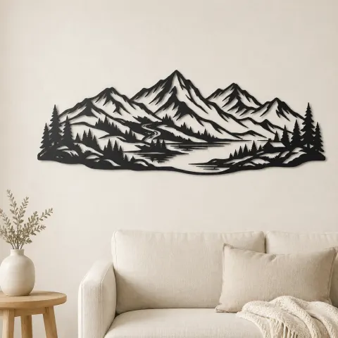 Soft Scandinavian Peaks Metal Wall Art | Modern Abstract Metal Decor