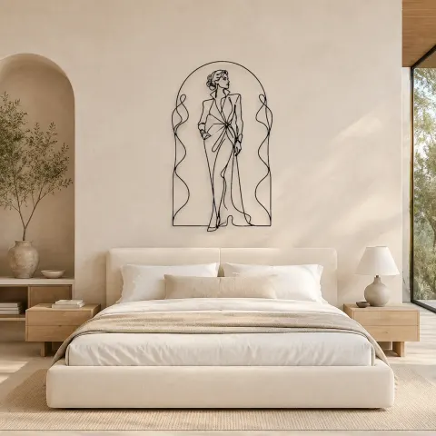 Vue alternative de Décoration murale en métal Modèle Couture Arc | Décor mural figure de mode