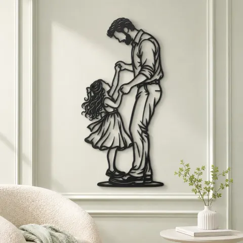 Vue alternative de Father Daughter Dance Metal Wall Art | Family Silhouette Decor