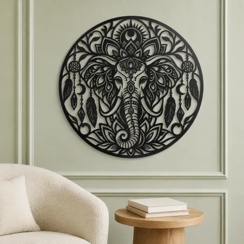 Vue alternative de Spiritual Elephant Metal Wall Art | Wildlife Silhouette Decor