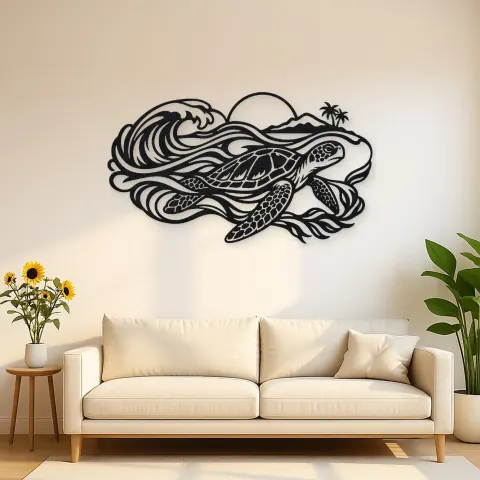 Sea Turtle Current Metal Wall Art | Coastal and Nautical Wall Decor