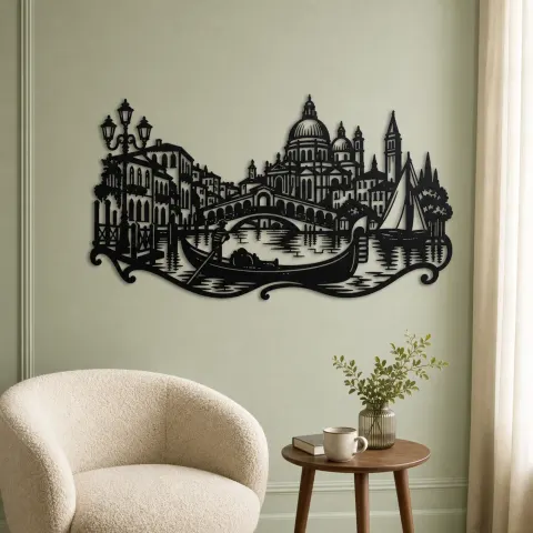 Vue alternative de Venice Gondola Curve Metal Wall Art | Travel and City Wall Decor