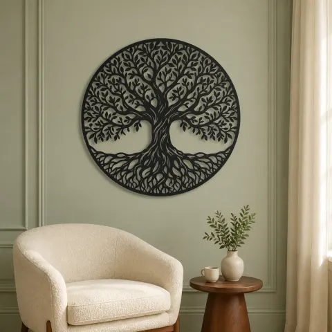 Vue alternative de Classic Tree of Life Metal Wall Art | Botanical Metal Wall Decor