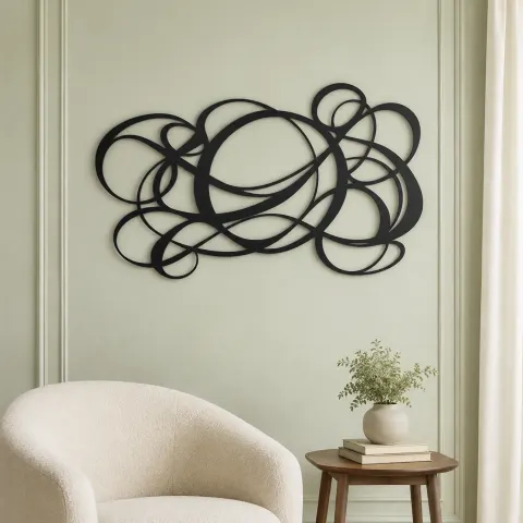 Vue alternative de Asymmetric Circle Dance Metal Wall Art | Modern Abstract Metal Decor