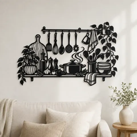 Chef Utensil Flow Metal Wall Art | Cozy Home Metal Decor
