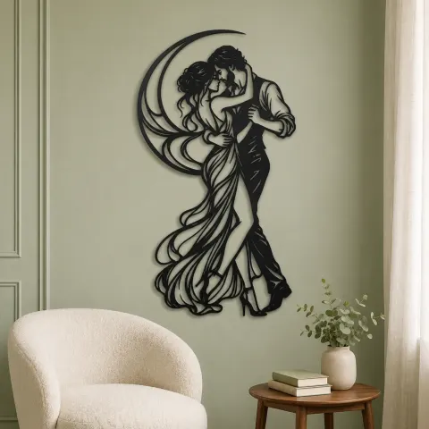 Vue alternative de Moonlit Slow Dance Metal Wall Art | Movement Silhouette Decor