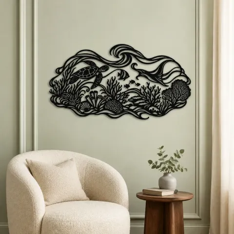 Vue alternative de Coral Reef Rhythm Metal Wall Art | Coastal and Nautical Wall Decor