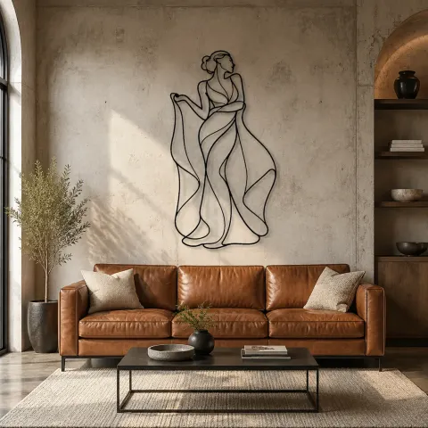 Vue alternative de Étreinte en drapé de soie | Décoration murale en métal