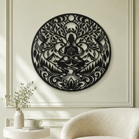 Vue alternative de Infinite Peace Flow Metal Wall Art | Spiritual Boho Metal Decor