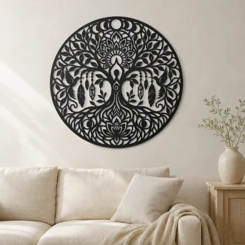 Tree Mandala Fusion Metal Wall Art | Botanical Metal Wall Decor