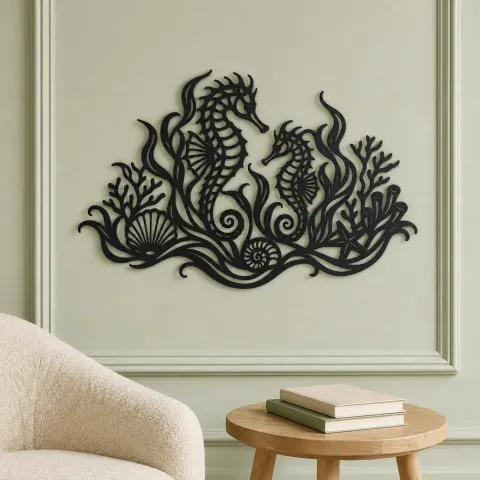 Vue alternative de Seahorse Garden Metal Wall Art | Coastal and Nautical Wall Decor
