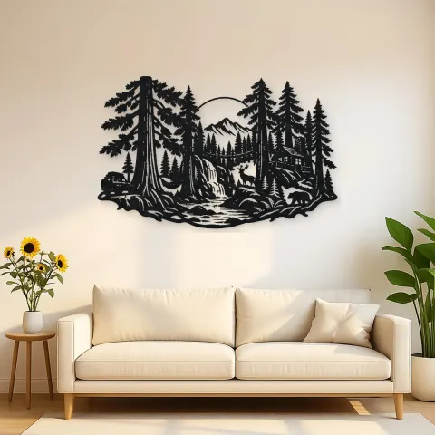 Redwood Canopy Metal Wall Art | Nature Silhouette Decor