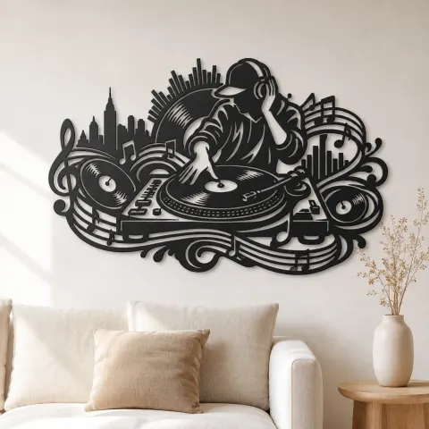Turntable Groove Metal Wall Art | Music Room Wall Decor