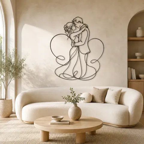Décoration murale en métal Couple au Nez Touchant | Décor romantique pour couple