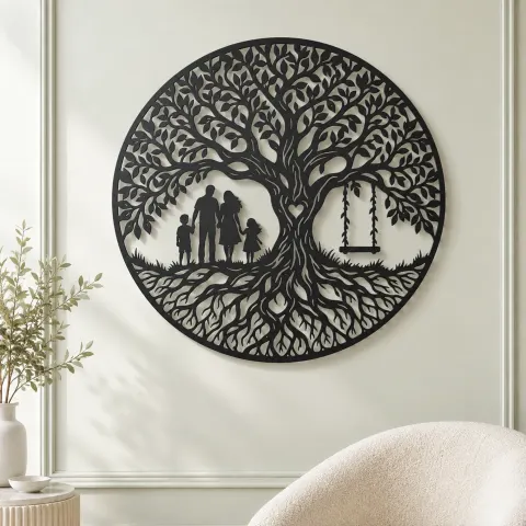 Vue alternative de Family Roots Tree Metal Wall Art | Family Silhouette Decor