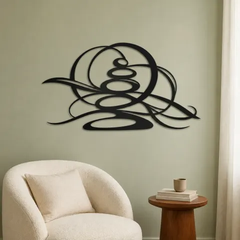 Vue alternative de Zen Stone Arcs Metal Wall Art | Modern Abstract Metal Decor