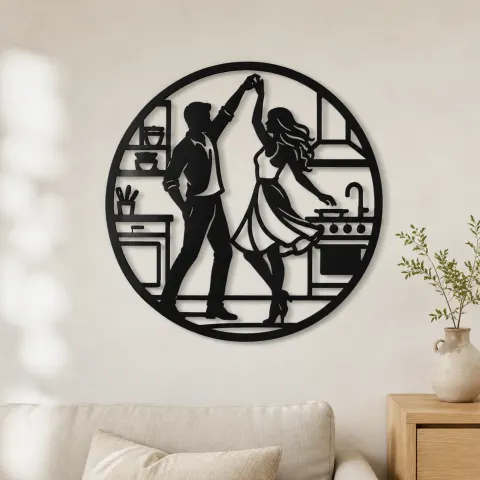 Dancing in Kitchen Metal Wall Art | Cozy Home Metal Decor