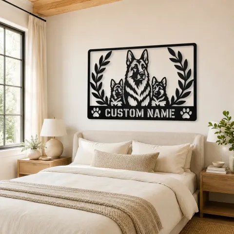 Vue alternative de Décoration murale en métal personnalisée Famille Berger Allemand