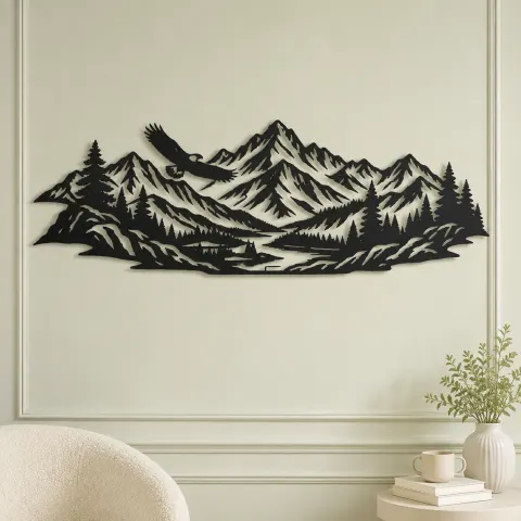 Vue alternative de Eagle Ridge Mountain Metal Wall Art | Wildlife Silhouette Decor