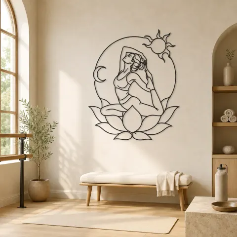 Décoration murale en métal "Half Lotus Muse" | Décor mural Yoga et Méditation