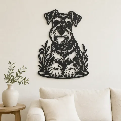 Schnauzer Portrait Metal Wall Art | Pet Lover Silhouette Decor