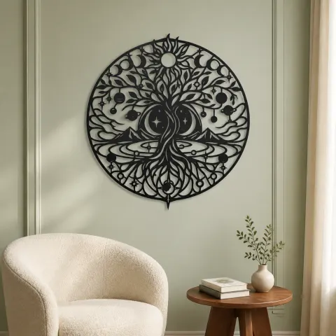 Vue alternative de Constellation Tree Metal Wall Art | Botanical Metal Wall Decor