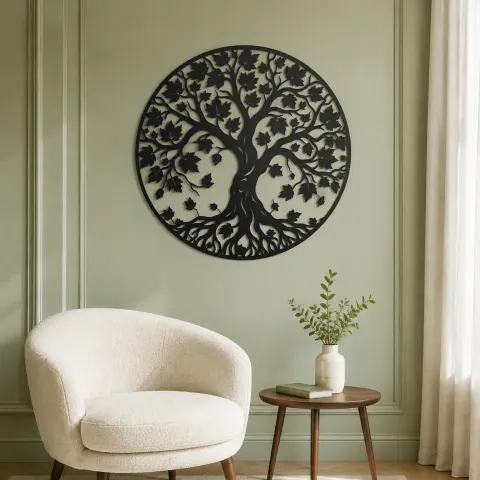 Vue alternative de Autumn Leaf Tree Metal Wall Art | Botanical Metal Wall Decor